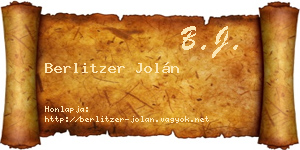 Berlitzer Jolán névjegykártya